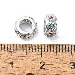 Brass Micro Pave Clear Cubic Zirconia Rondelle European Beads&nbsp;KK-U014-06P