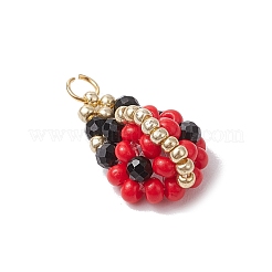 Glass Seed Beads Ladybird Pendants&nbsp;PALLOY-MZ00453