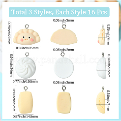 48Pcs 3 Styles Opaque Resin Pendants&nbsp;CRES-SC0003-10