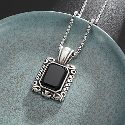 Platinum Alloy Rhinestone Pendant Necklaces&nbsp;FS-WG8CA3C-01