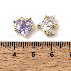 Brass Pave Cubic Zirconia Heart Charms&nbsp;KK-F929-04G