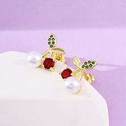 Cherry Brass Micro Pave Cubic Zirconia Stud Earrings&nbsp;EJEW-H158-08A-G