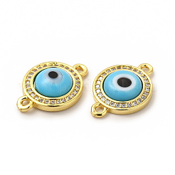 Rack Plating Real 18K Gold Plated Brass Micro Pave Clear Cubic Zirconia Connector Charms&nbsp;ZIRC-L102-04G-05