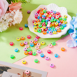 140Pcs 7 Colors Opaque Printed Acrylic Beads&nbsp;OACR-TA0003-31