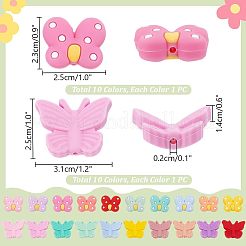 20Pcs 20 Styles Butterfly Food Grade Eco-Friendly Silicone Focal Beads&nbsp;SIL-PH0001-34