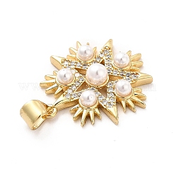 Brass Micro Pave Clear Cubic Zirconia Pendants&nbsp;KK-M235-11G