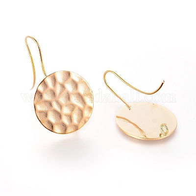 Hammered Brass Earring Hooks&nbsp;X-KK-S345-209-1