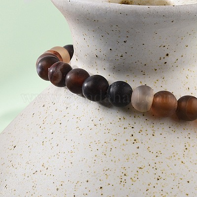 Natural Banded Agate/Striped Agate Bead Stretch Bracelets&nbsp;BJEW-K212-A-003-1