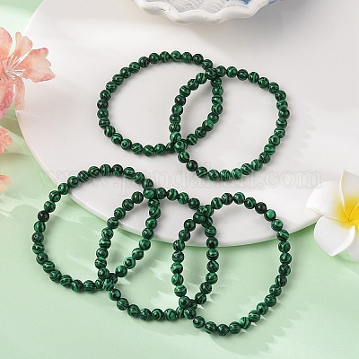 Synthetic Malachite(Dyed) Bead Stretch Bracelets&nbsp;BJEW-K212-A-031-1
