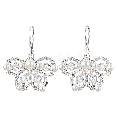 Butterfly Brass Dangle Earrings&nbsp;EJEW-MZ00265-03-1