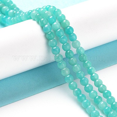 Natural Amazonite Round Bead Strands&nbsp;G-N0081-4mm-17-01-1
