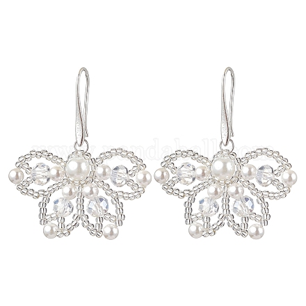 Butterfly Brass Dangle Earrings&nbsp;EJEW-MZ00265-03-1