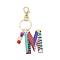 Wood Keychain, with Dye & Iron Key Ring, Letter M, 11.6~12.1cm
