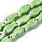 Handmade Porcelain Ceramic Beads Strands, Hand Painted, Bright Glazed Porcelain, Fish, Light Green, 19x10x8mm, Hole: 1.5mm, about 17pcs/strand, 12.40 inch(31.5cm)