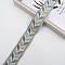 Polyester Ribbon, Leaf Pattern, Aqua, 1-3/8 inch(35mm)