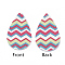PU Leather Big Pendants, Easter Theme, Teardrop with Wave Pattern, Colorful, 55~56.5x35~37x2mm, Hole: 1~2mm