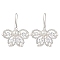 Butterfly Brass Dangle Earrings, with Glass Beads, Silver, White, 45x40mm