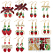 Strawberry Earring Sets, Includ Alloy Enamel Pendants, Handmade Bumpy Lampwork Beads, Handmade Polyester Costume Accessories, Mixed Shape, Mixed Color
