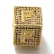 Brass Cubic Zirconia Beads, Cadmium Free & Nickel Free & Lead Free, Letter F, Square, Letter F, 9.5x9.5x9.5mm, Hole: 6mm