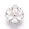 Brass Charms, with Cubic Zirconia, Flower, Clear, Platinum, 11x9.5x3mm, Hole: 0.8mm