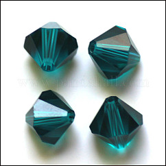 Imitation Austrian Crystal Beads, Grade AAA, K9 Glass, Faceted, Bicone, Teal, 3x3mm, Hole: 0.7~0.9mm