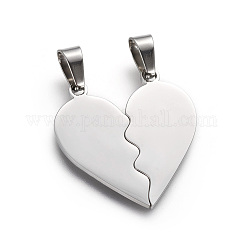 Tarnish Resistant 304 Stainless Steel Split Pendants, Valentine's Day Style, Double Heart, Stainless Steel Color, 26x25.5x1.4mm, Hole: 4x7mm