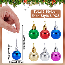 36Pcs 6 Colors Plastic Ball Pendant Decorations&nbsp;HJEW-UN0001-28