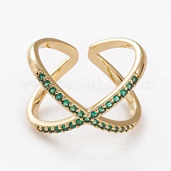 Brass Micro Pave Cubic Zirconia Cuff Rings&nbsp;LS-RJEW-C101-13G-E