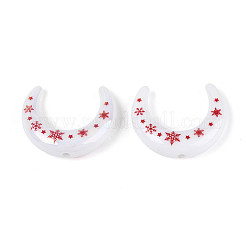 Christmas UV Plating Printed Opaque Acrylic Beads&nbsp;MACR-N018-07A