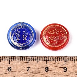 Flat Round with Sea Anchor Glass Beads&nbsp;GLAA-T025-63M