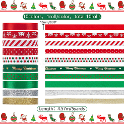 10Rolls 10 Colors Polyester Printed Ribbon&nbsp;OCOR-PH0004-25