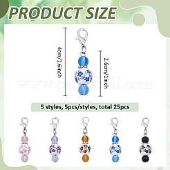 25Pcs 5 Styles Handmade Printed Porcelain Pendant Decorations&nbsp;HJEW-BC00124