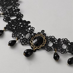 Flower Lace Choker Necklaces&nbsp;NJEW-WH0020-54F