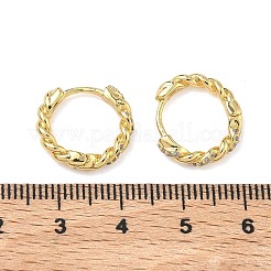 Brass Micro Pave Clear Cubic Zirconia Hoop Earrings&nbsp;EJEW-C182-05B-G