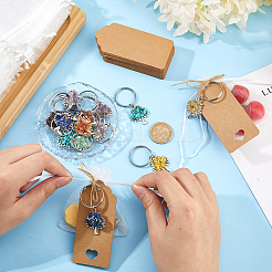 35Pcs 7 Colors Gemstone Chip with Alloy Tree of Life Pendant Keychain&nbsp;KEYC-FH00108