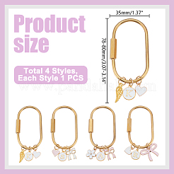 4Pcs 4 Styles Brass Screw Clasps&nbsp;HJEW-HY00147