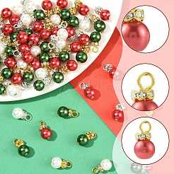 60Pcs 3 Colors Christmas Glass Pearl Charms&nbsp;PALLOY-FS00067