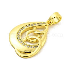 Brass Micro Pave Clear Cubic Zirconia Pendants&nbsp;KK-P263-05A-G