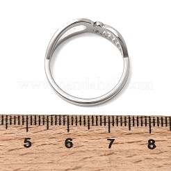 304 Stainless Steel Micro Pave Cubic Zirconia Finger Rings for Women&nbsp;RJEW-A104-01P