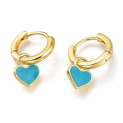 Brass Enamel Huggie Hoop Earrings&nbsp;KK-A150-10G-RS