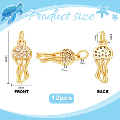 12Pcs Brass Micro Pave Cubic Zirconia Pendants&nbsp;KK-PH0014-34G