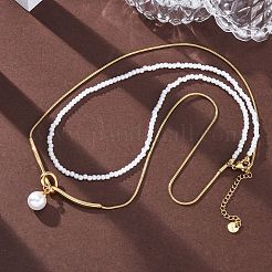 304 Stainless Steel Double Layered Necklaces&nbsp;NJEW-R026-28G