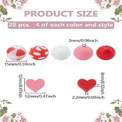 28Pcs 7 Styles Valentine's Day Themed Food Grade Eco-Friendly Silicone Focal Beads&nbsp;SIL-LP0001-20
