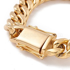Ion Plating(IP) 304 Stainless Steel Curb Chains Bracelet with Rhinestone Skull Clasp for Women&nbsp;BJEW-E107-09G