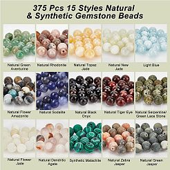 375Pcs 15 Styles Natural & Synthetic Gemstone Beads&nbsp;G-NB0003-87