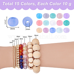 150G 15 Colors Transparent Frosted Glass Round Seed Beads&nbsp;GLAA-PH0003-08