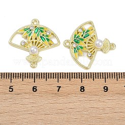 Alloy Green & Yellow Enamel Fan Connector Charms&nbsp;FIND-M079-07B-G