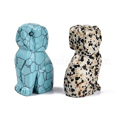 Natural & Synthetic Mixed Gemstone Dog Figurines Set&nbsp;G-Q615-10