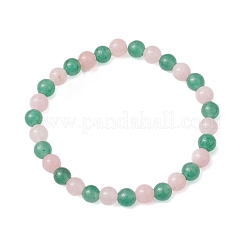 2Pcs 2 Styles 6.5mm Natural Green Aventurine & Dyed White Jade & Quartz & Carnelian Round Beaded Stretch Bracelet Sets&nbsp;BJEW-JB10802