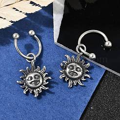 Sun 316 Surgical Stainless Steel Dangle Half Hoop Earrings for Women&nbsp;EJEW-G416-47AS